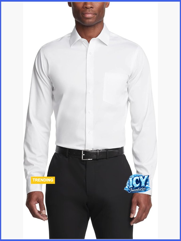 Dress Shirt Regular Fit Ultra Wrinkle Free Flex Collar Stretch